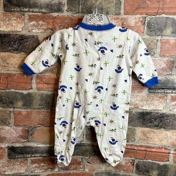 5 for $25🔥3-6M Baby Boys Faded Glory Monkey Pirate Foot Sleeper Bodysuit - Picture 3 of 4